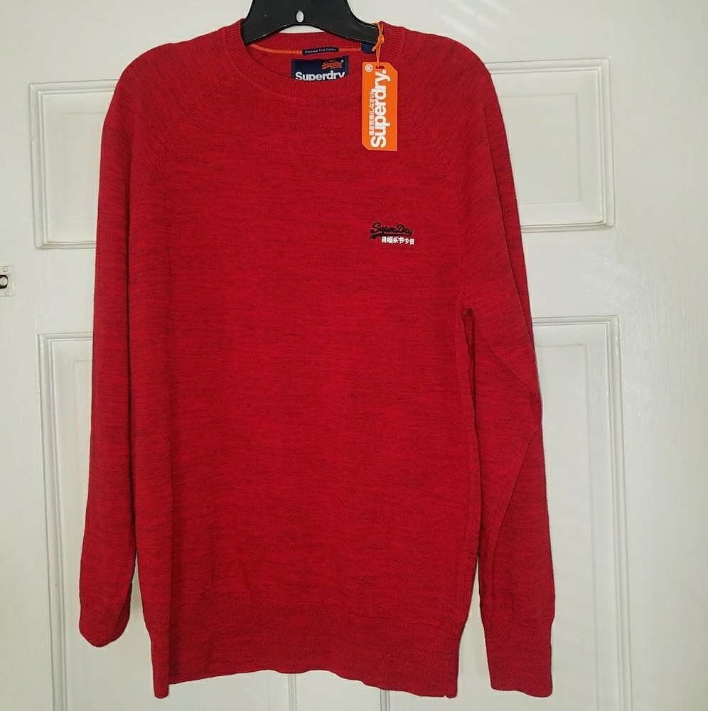 NWT - Red Superdry Men's Knit Sweater sz. L